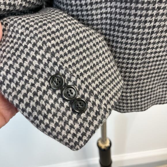 Vintage Evan Picone Blazer Jacket Sz 10 Gray Houndstooth Wool Velvet Equestrian - Picture 8 of 9